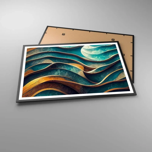 Poster in black frame - Meanderings of Blue - 100x70 cm