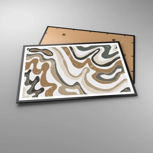 Poster in black frame - Meanders of Earth Colours - 100x70 cm