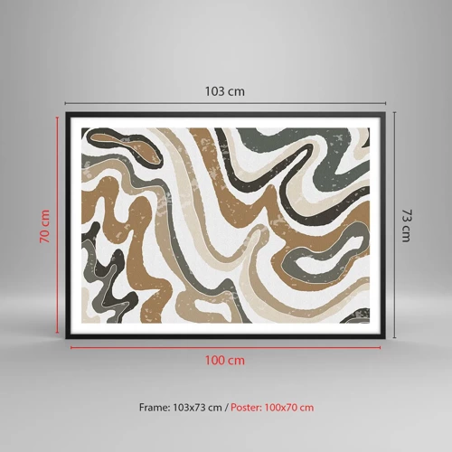 Poster in black frame - Meanders of Earth Colours - 100x70 cm