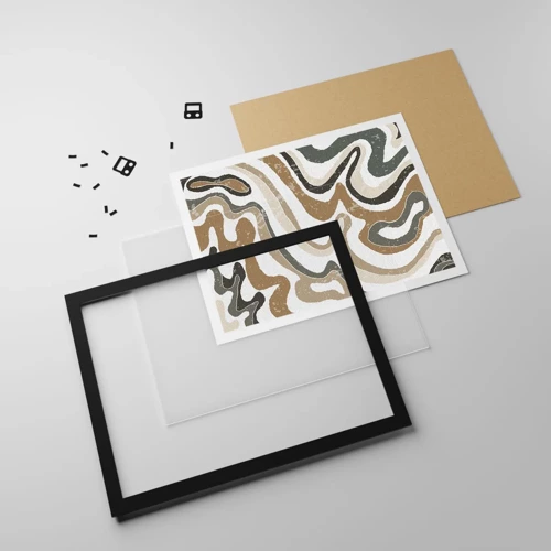 Poster in black frame - Meanders of Earth Colours - 100x70 cm