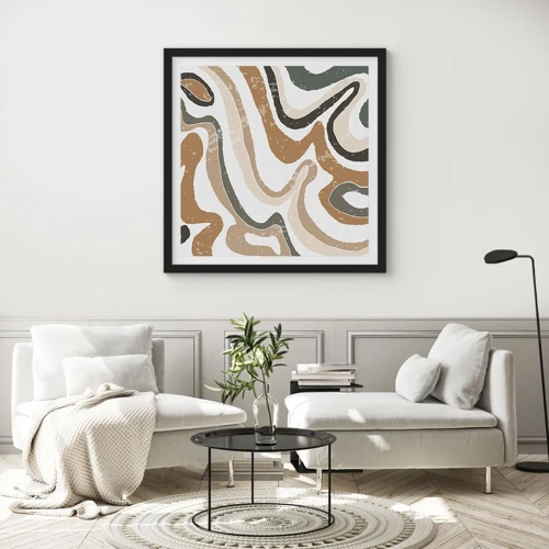 Poster in black frame - Meanders of Earth Colours - 30x30 cm