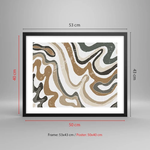 Poster in black frame - Meanders of Earth Colours - 50x40 cm