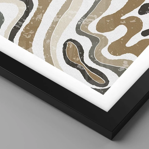 Poster in black frame - Meanders of Earth Colours - 50x40 cm