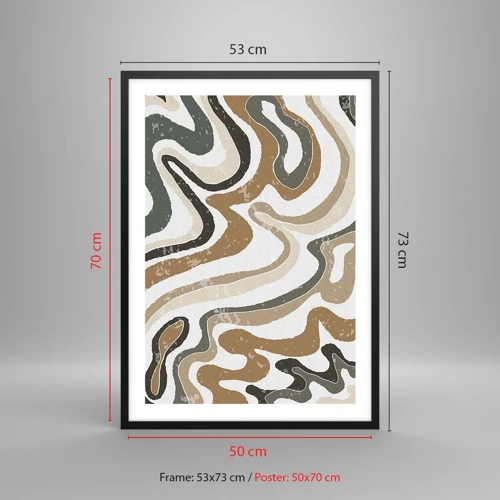 Poster in black frame - Meanders of Earth Colours - 50x70 cm