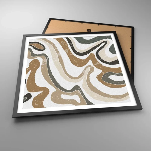 Poster in black frame - Meanders of Earth Colours - 60x60 cm