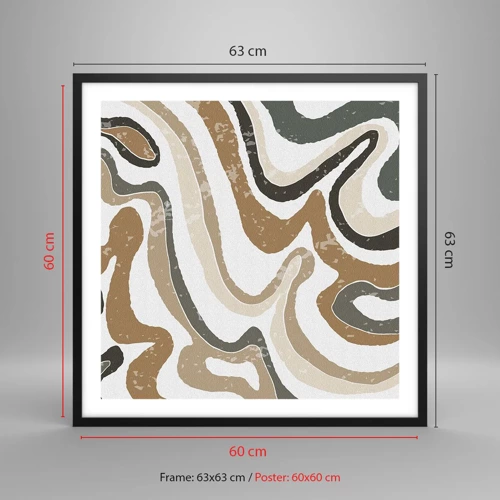 Poster in black frame - Meanders of Earth Colours - 60x60 cm