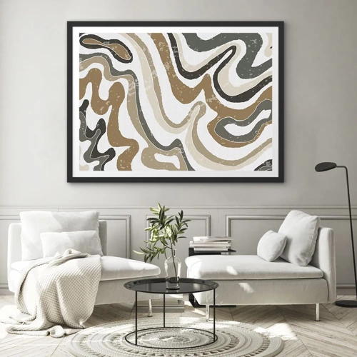 Poster in black frame - Meanders of Earth Colours - 70x50 cm