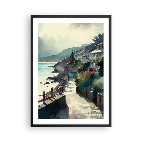 Poster in black frame - Mediterranean Town - 50x70 cm