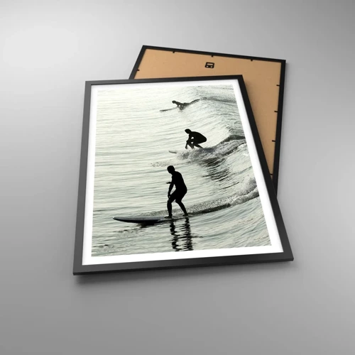 Poster in black frame - Meeting the Wave - 50x70 cm