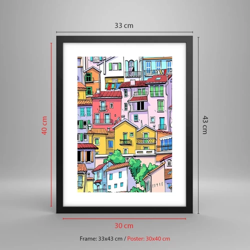 Poster in black frame - Merry City - 30x40 cm