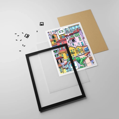 Poster in black frame - Merry City - 30x40 cm