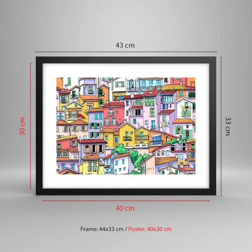 Poster in black frame - Merry City - 40x30 cm