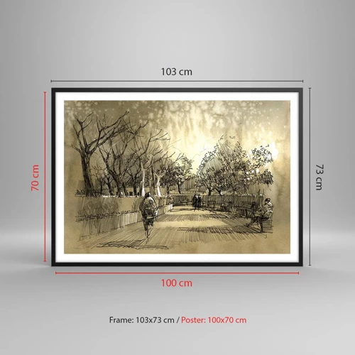 Poster in black frame - Moment Stopped with a Feather - 100x70 cm