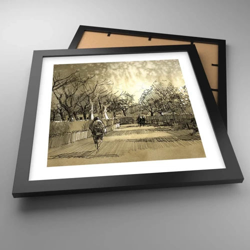 Poster in black frame - Moment Stopped with a Feather - 30x30 cm