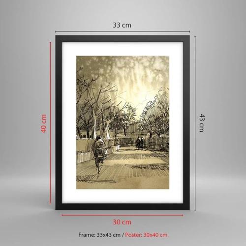 Poster in black frame - Moment Stopped with a Feather - 30x40 cm