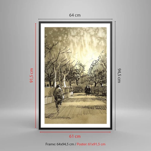 Poster in black frame - Moment Stopped with a Feather - 61x91 cm