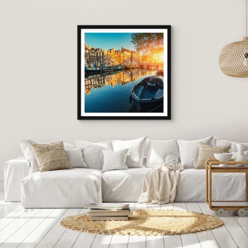 Poster in black frame - Morning in Amsterdam - 60x60 cm