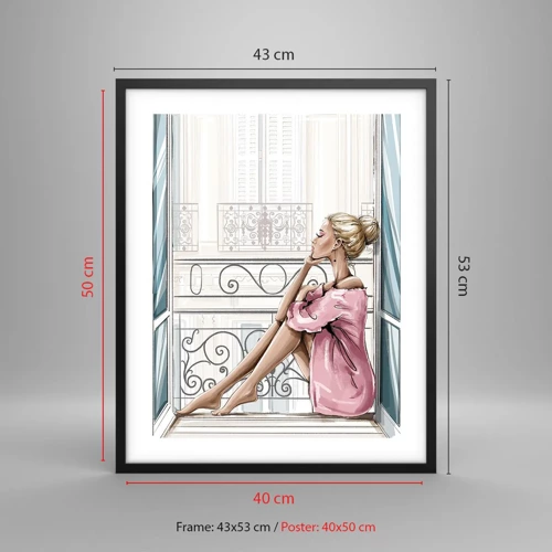 Poster in black frame - Morning in Paris - 40x50 cm