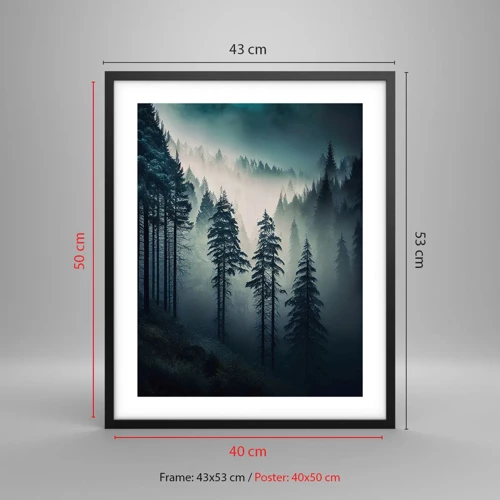 Poster in black frame - Morning in the Mountains - 40x50 cm