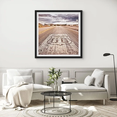 Poster in black frame - Mother Road - American Legend - 30x30 cm