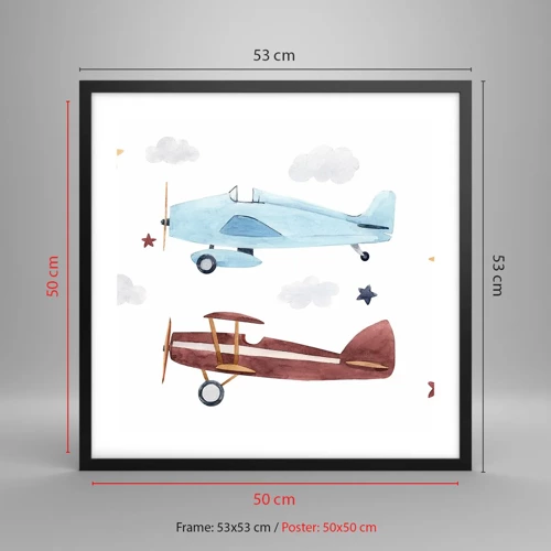 Poster in black frame - Mr Pilot We Are Waiting! - 50x50 cm