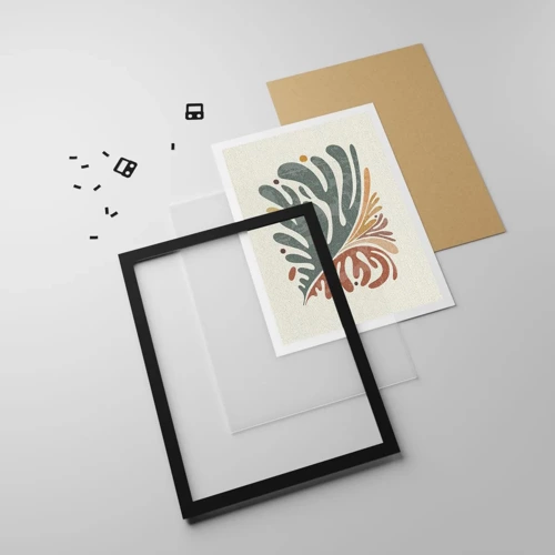 Poster in black frame - Multicolour Leaf - 61x91 cm