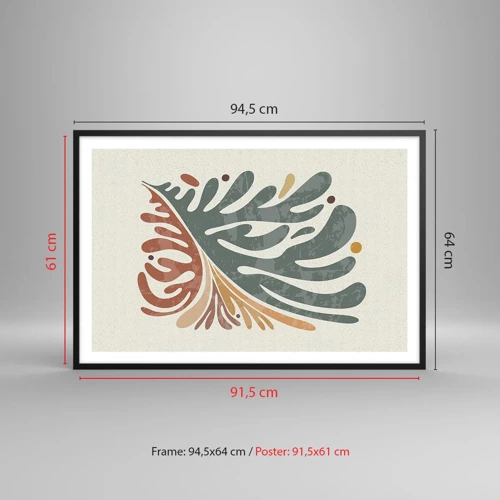 Poster in black frame - Multicolour Leaf - 91x61 cm