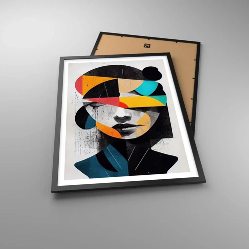 Poster in black frame - Multicolour Portrait of the Interior - 50x70 cm