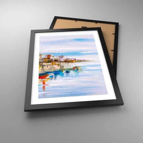 Poster in black frame - Multicolour Town Marina - 30x40 cm