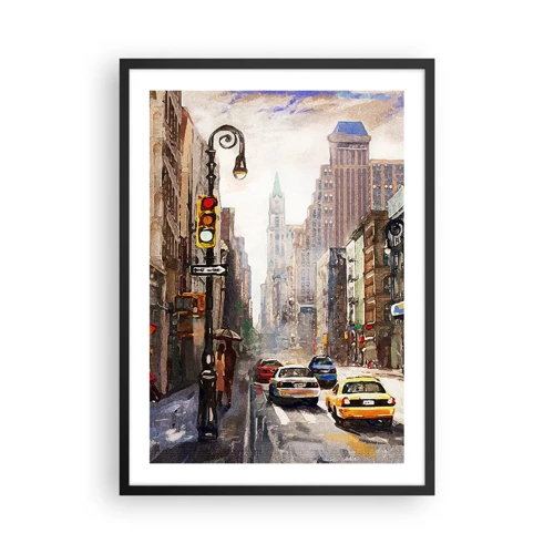Poster in black frame - New York - Colourful in Rain - 50x70 cm