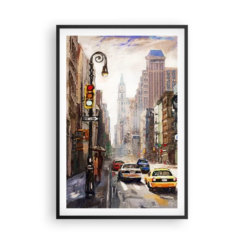 Poster in black frame - New York - Colourful in Rain - 61x91 cm