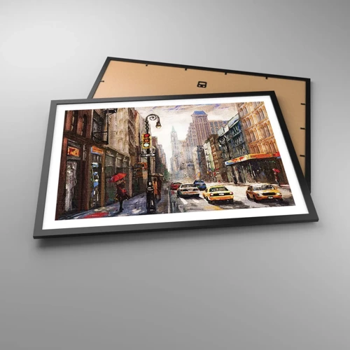 Poster in black frame - New York - Colourful in Rain - 70x50 cm