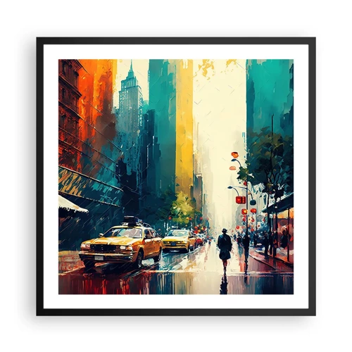 Poster in black frame - New York - Even Rain Is Colourful - 60x60 cm