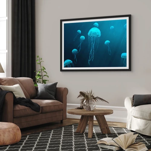 Poster in black frame - Ocean Dance - 100x70 cm