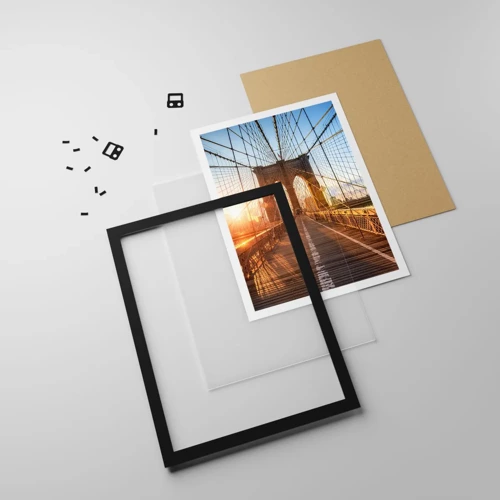 Poster in black frame - On a Golden Bridge - 50x70 cm