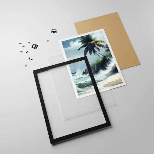 Poster in black frame - On a Tropical Shore - 50x70 cm