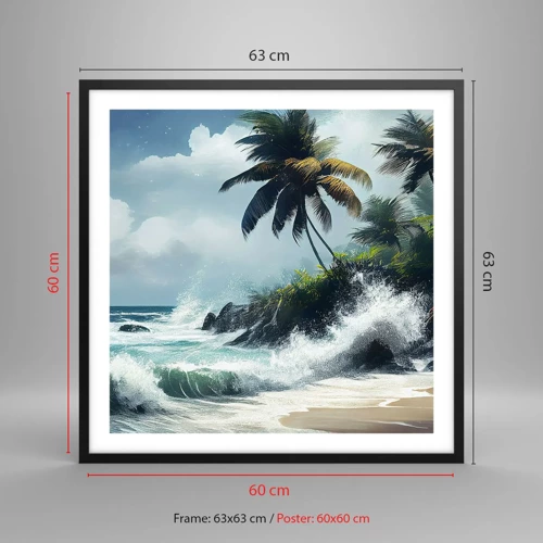 Poster in black frame - On a Tropical Shore - 60x60 cm