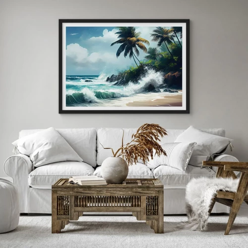 Poster in black frame - On a Tropical Shore - 70x50 cm