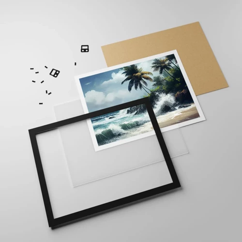 Poster in black frame - On a Tropical Shore - 91x61 cm