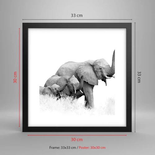 Poster in black frame - One, Two, Three - 30x30 cm