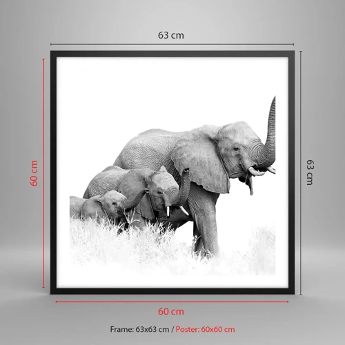 Poster in black frame - One, Two, Three - 60x60 cm