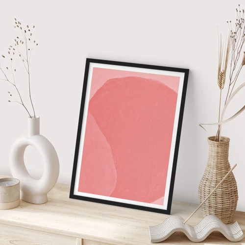 Poster in black frame - Organic Composition In Pink - 70x100 cm