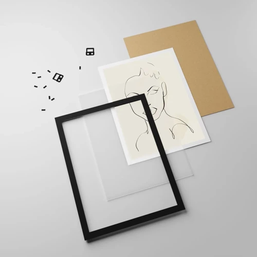 Poster in black frame - Outline of Sensuality - 50x70 cm