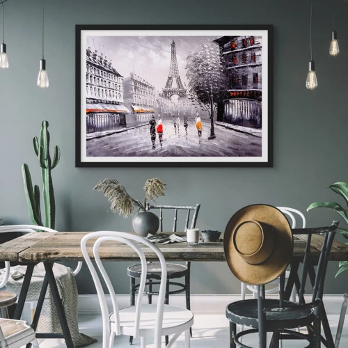 Poster in black frame - Parisian Walk - 100x70 cm