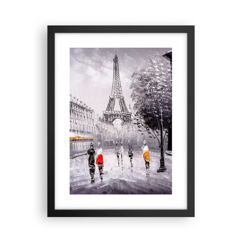 Poster in black frame - Parisian Walk - 30x40 cm