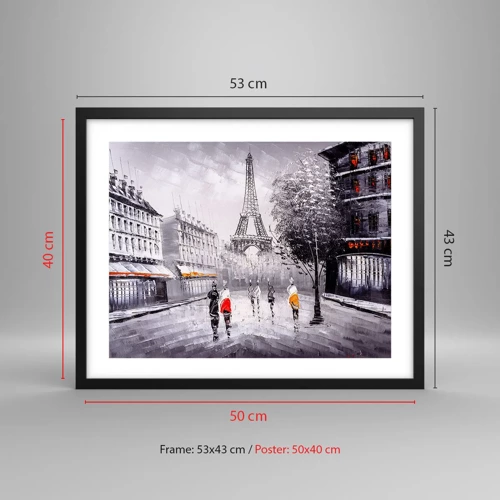 Poster in black frame - Parisian Walk - 50x40 cm