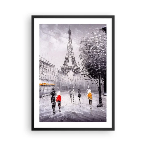 Poster in black frame - Parisian Walk - 50x70 cm