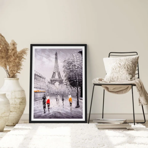 Poster in black frame - Parisian Walk - 50x70 cm