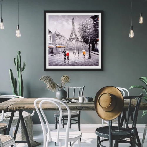 Poster in black frame - Parisian Walk - 60x60 cm