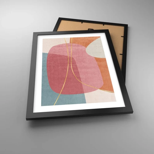 Poster in black frame - Pastel Composition with a Golden Note - 30x40 cm
